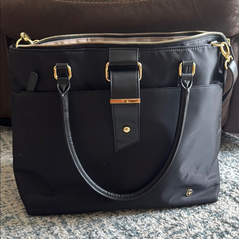 SwissGear Black and Gold Laptop Bag with Versatile Design